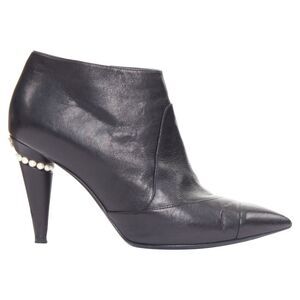 Chanel black pearl ankle boots